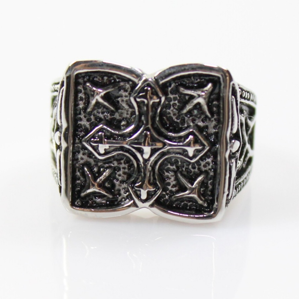 Biker Gothic 316L Stainless Steel Cross Ring - Picture 2 of 2